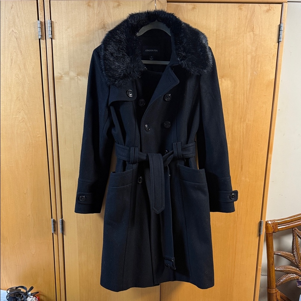 London Fog Women's Navy Double-Breasted Trench Coat